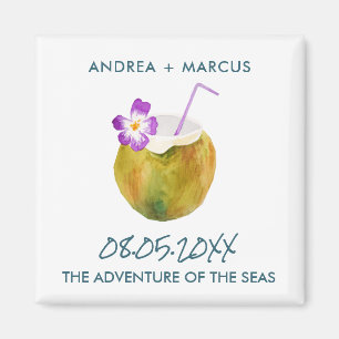 Barco de cruceros de coco tropical Imanes de bodas