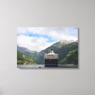 Barco de cruceros en la impresión de la lona de