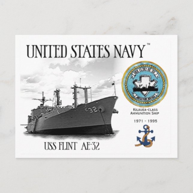 BARCO DE MUNICIÓN DE USS FLINT AE-32 - postal (Anverso)