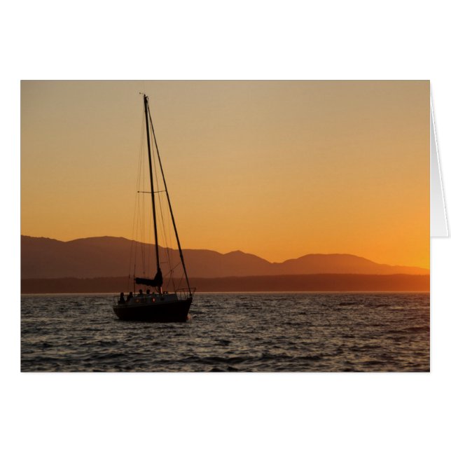 Barco De Navegación Al Atardecer En El Sonido De P (Anverso (Horizontal))