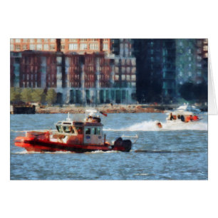 Barco de rescate contra incendios río Hudson