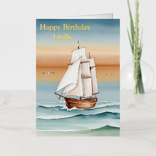 Barco de Vela al Amanecer Feliz Cumpleaños