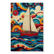 Barco de vela Arte popular maximalista vívido