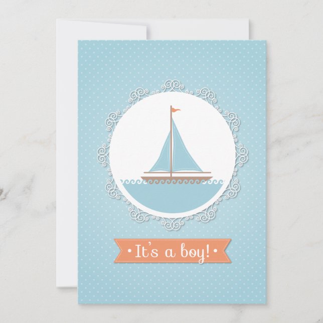 Barco de vela Baby Boy Invitación a la ducha (Anverso)