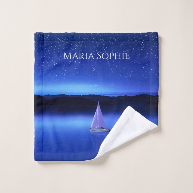 Barco de vela bajo el cielo estrellado de la noche (Toallita)
