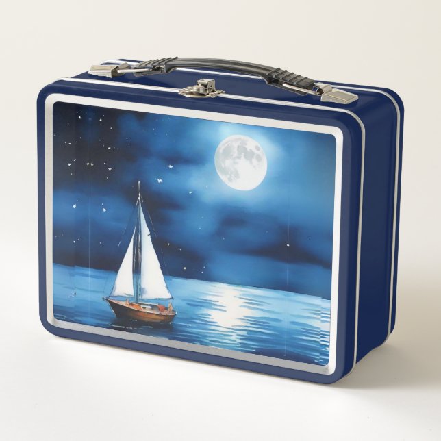 Barco de vela bajo una luna llena (Anverso)