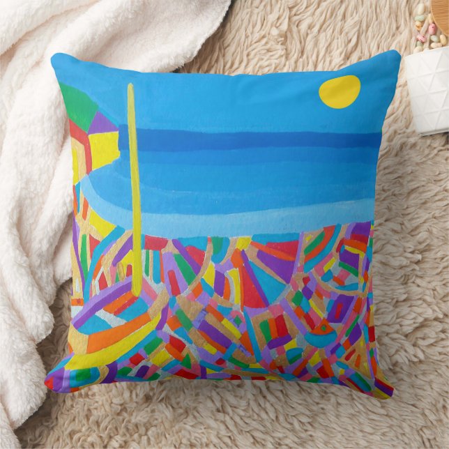 Barco de vela cerca del Cojín decorativo marino (Manta)