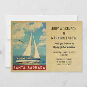 Barco de vela con invitación a la boda de Santa Bá
