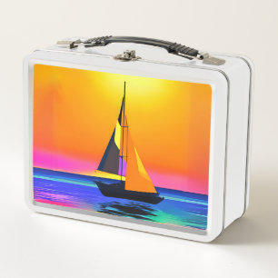 Barco de vela contra la vibrante puesta de sol en 
