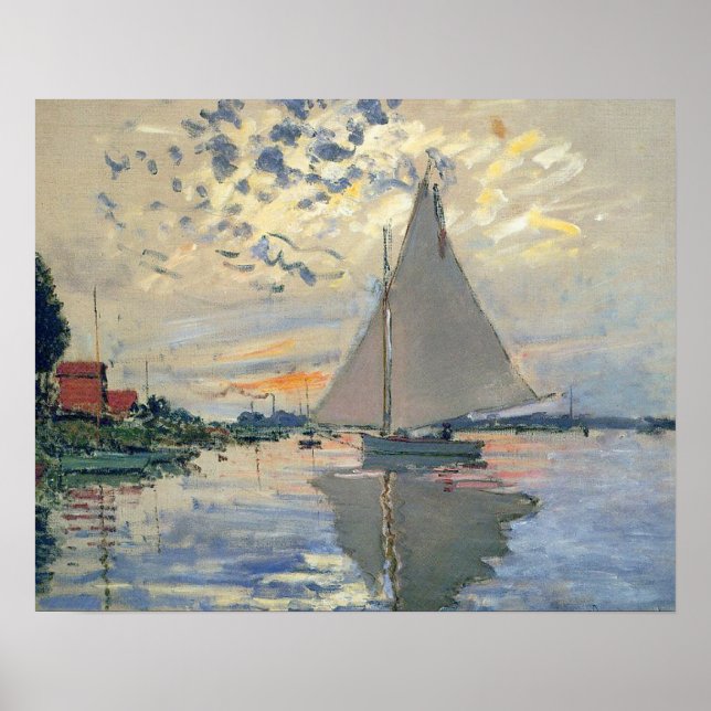 Barco de vela de Monet Impresionismo Francés Arte  (Frente)