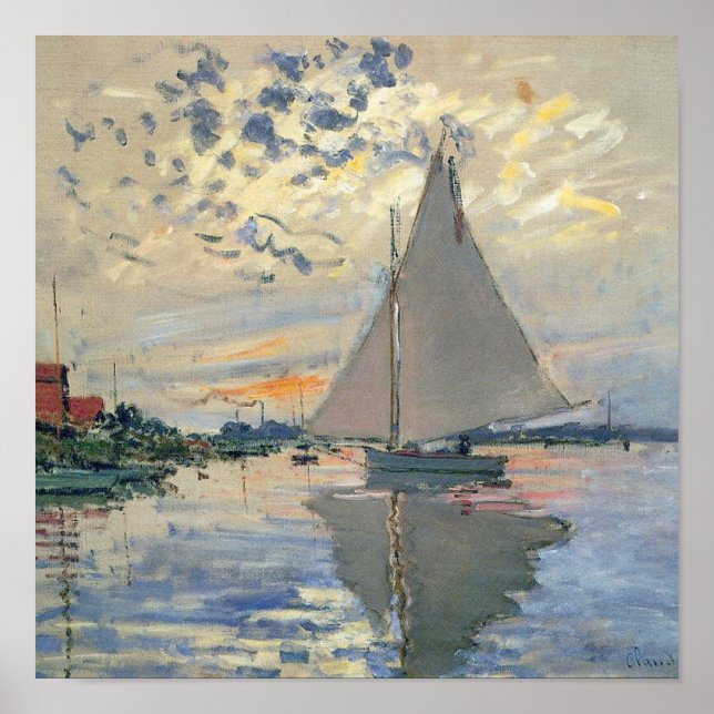 Barco de vela de Monet Impresionismo Francés Arte  (Frente)