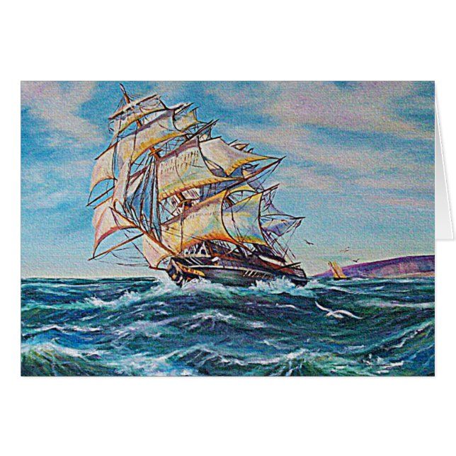 Barco de vela en aguas tosferas pintura al aceite (Anverso (Horizontal))
