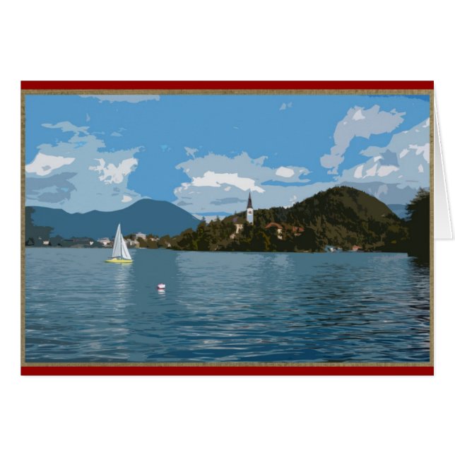 Barco de vela en el lago Bled, Eslovenia (Anverso (Horizontal))