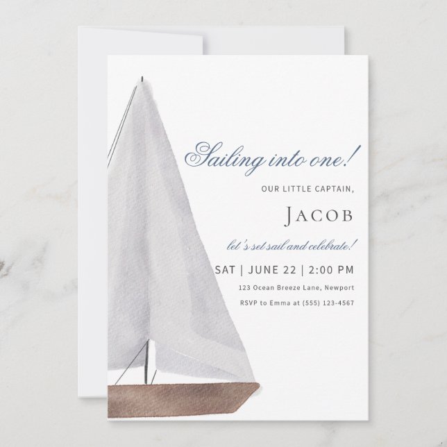 Barco de vela "¡Navegando a uno!" Invitación de cu (Anverso)