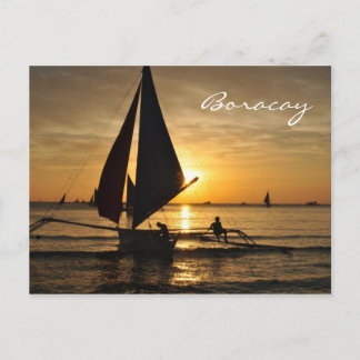 Barco de vela paro en la postal de Boracay