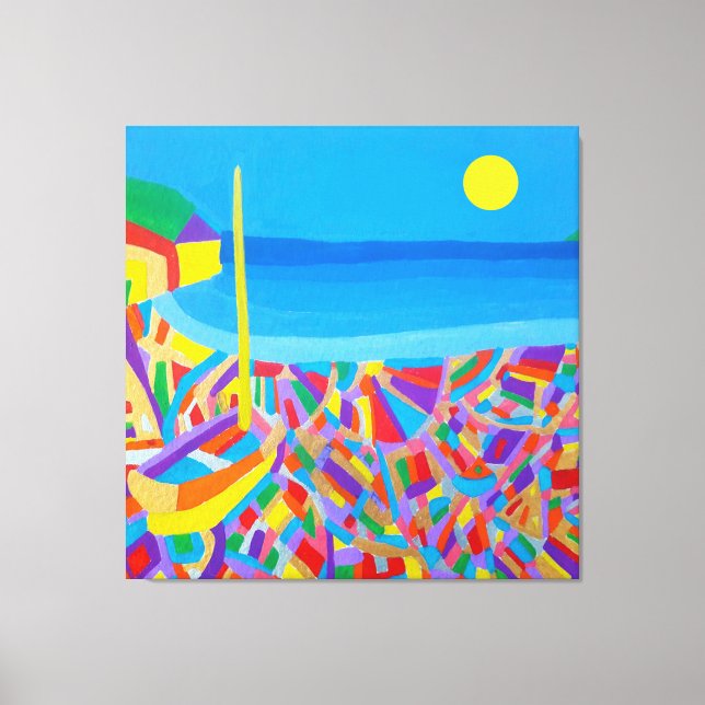 Barco de vela por la imprenta de lienzo estirado e (Anverso)