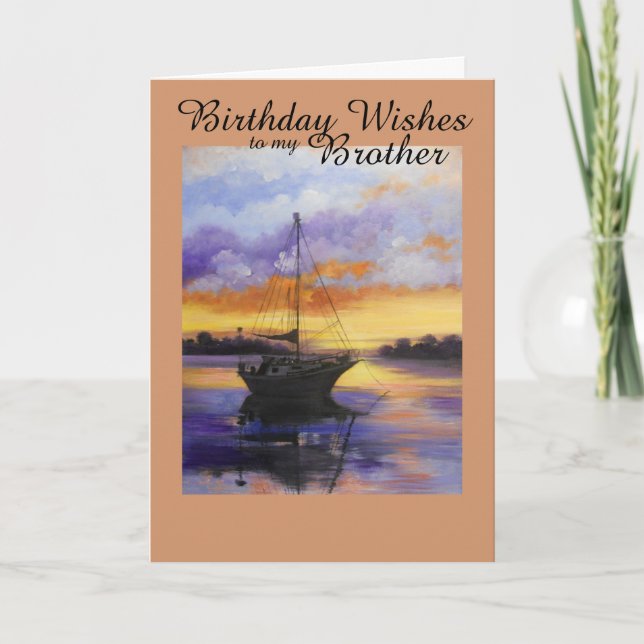 Barco de vela, tarjeta de cumpleaños para un herma (Anverso)