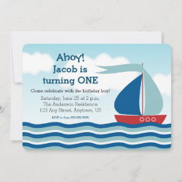 Barco de vela y agua, invitación de cumpleaños de 