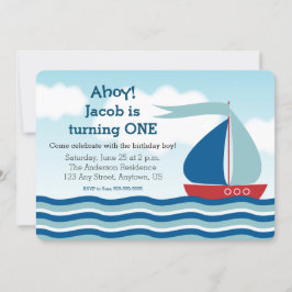 Barco de vela y agua, invitación de cumpleaños de 