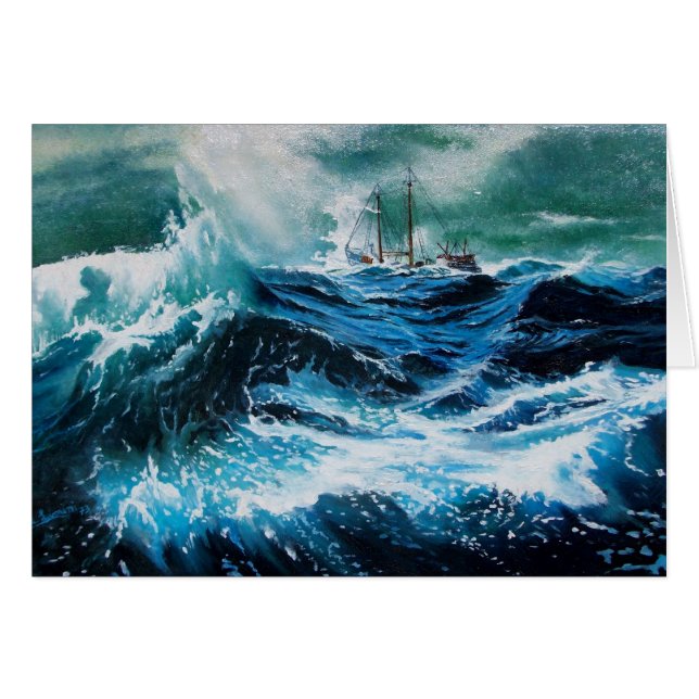 Barco en el mar en tormenta (Anverso (Horizontal))