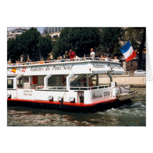 Barco en el río Sena en París, tarjeta