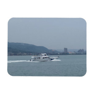 Barco en el río Tamsui Taiwán 3"x4" imán