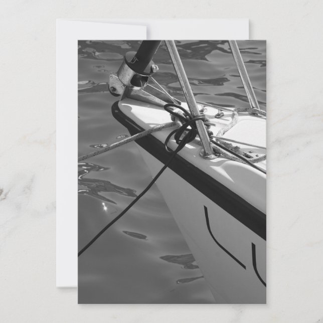 Barco en la invitación blanco y negro (Anverso)