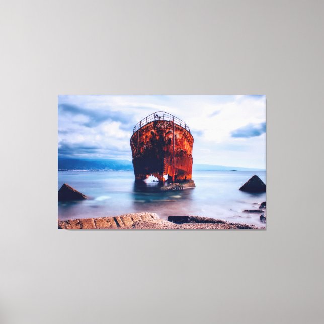 Barco En Un Arte De Tejido De Graveyard En El Océa (Anverso)