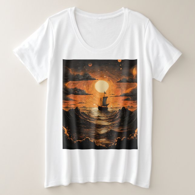 Barco navegando por la noche (Anverso del diseño)