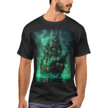 barco pirata con camiseta de mar oscuro