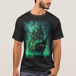 barco pirata con camiseta de mar oscuro