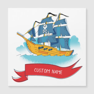 Barco pirata de dibujos animados lindos con texto 