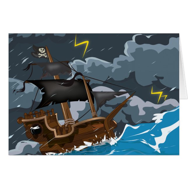 Barco pirata en tormenta (Anverso (Horizontal))
