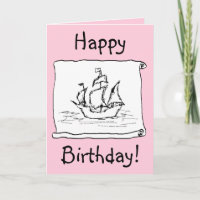 ¡Barco pirata Galleon! Tarjeta de cumpleaños