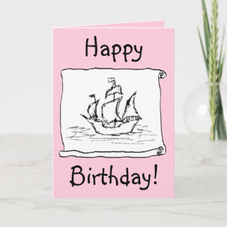 ¡Barco pirata Galleon! Tarjeta de cumpleaños