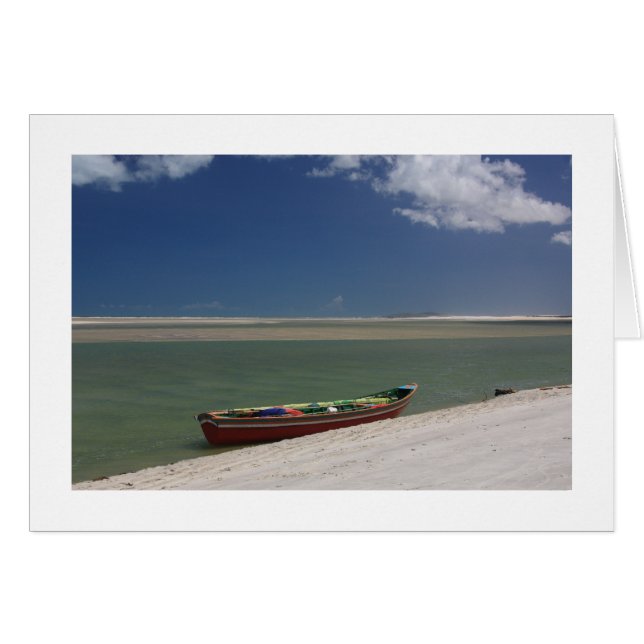 Barco rojo y tarjeta azul cielo (Anverso (Horizontal))