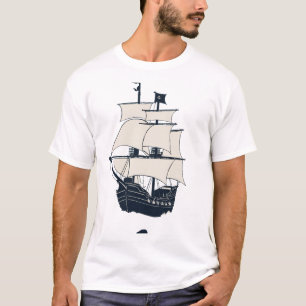 "Barco sereno en el mar - Diseño de camisetas náut