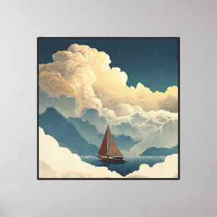Barco surrealista navegando por el cielo Arte mura