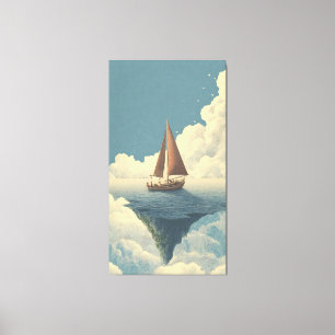 Barco surrealista navegando por el cielo Arte mura