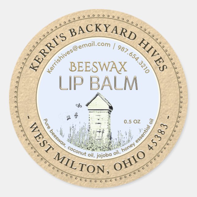 Barco trasero Hives Beeswax Lip Balm Mini Etiqueta (Anverso)