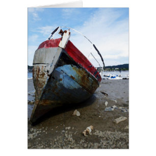 Barco viejo en la tarjeta de País de Gales Reino