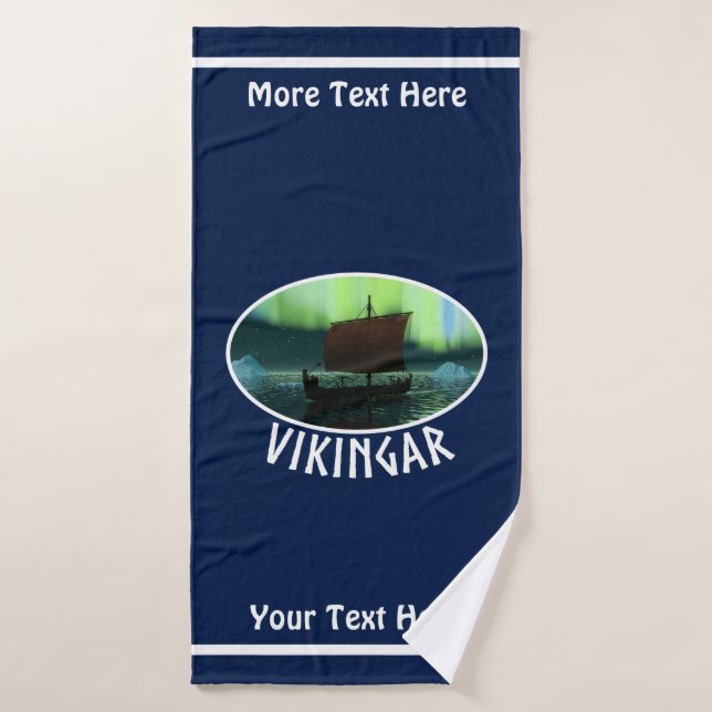 Barco Viking Bajo Luces del Norte (Toalla de baño)