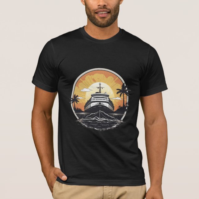 Barco vintage en la camiseta Sunset (Anverso)
