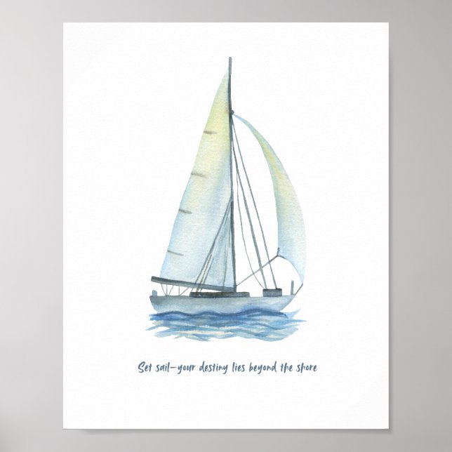 Barco y Mar, Póster Motivacional (Frente)