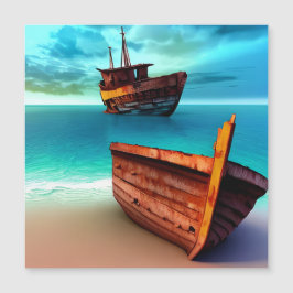 Barcos abandonados en una playa abandonada