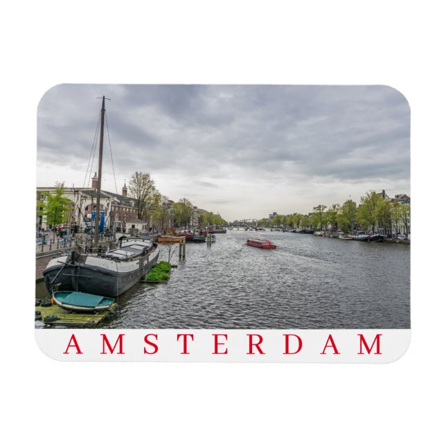 Barcos con imán de refrigerador de Ámsterdam (Horizontal)