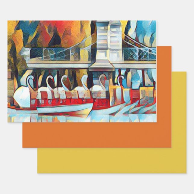 Barcos de cisnes de Boston con hojas de papel (Set)