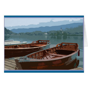 Barcos de madera en el lago Bled, Eslovenia
