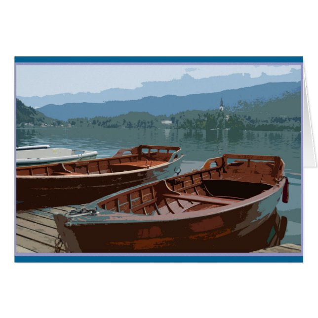 Barcos de madera en el lago Bled, Eslovenia (Anverso (Horizontal))