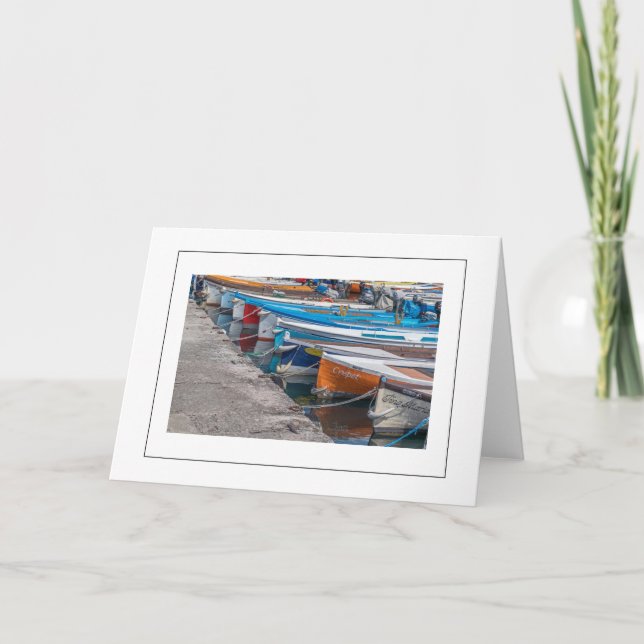Barcos de pesca con tarjeta de saludo (Anverso)